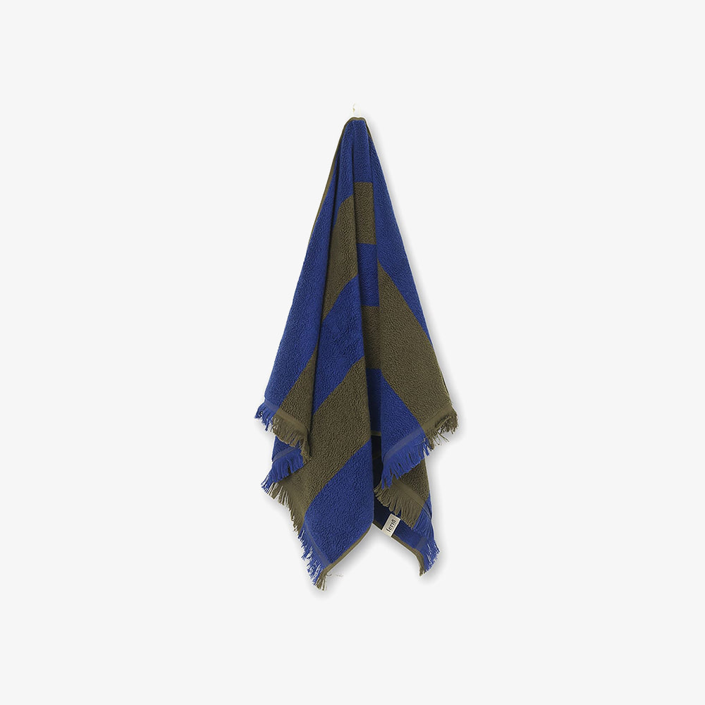 ALEE HAND TOWEL OLIVE/BRIGHT BLUE