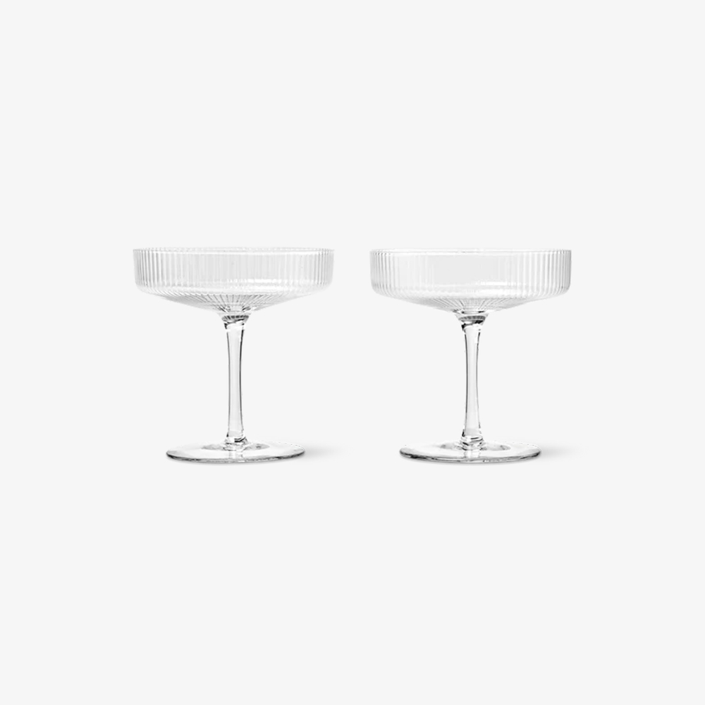 RIPPLE CHAMPAGNE SAUCER (SET OF 2) CLEAR